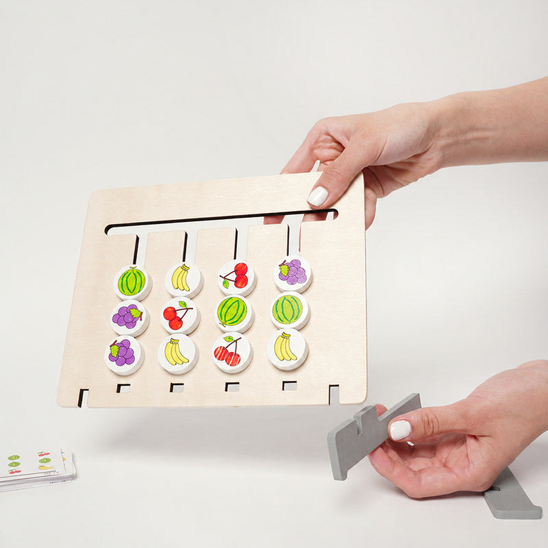 Logic Puzzle Toy with Double-Sided Wooden Board and 18 Challenge Cards