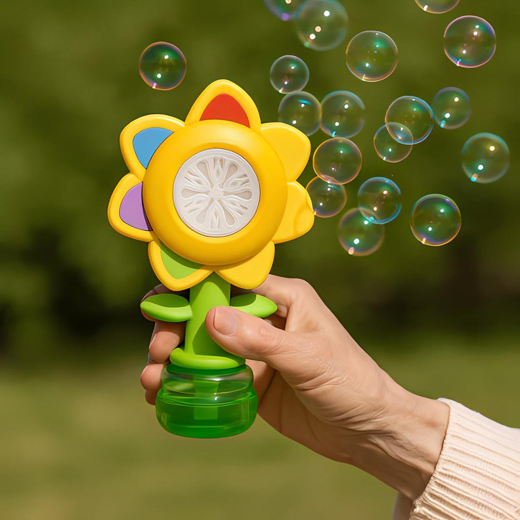 Bubble Machine Toy Flower Design with Automatic Rotation