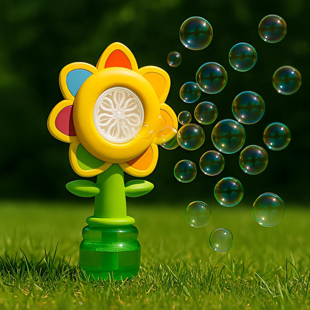 Bubble Machine Toy Flower Design with Automatic Rotation