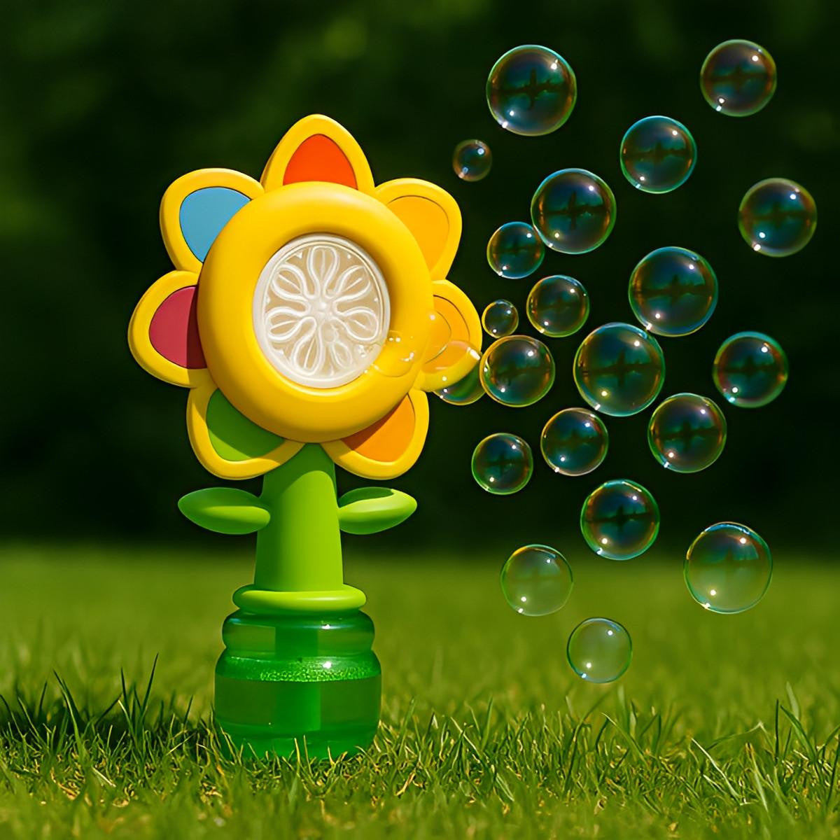 Bubble Machine Toy Flower Design with Automatic Rotation
