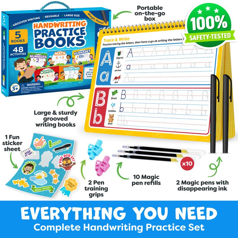 Magic Handwriting Practice Books, 5-Book Grooved Set