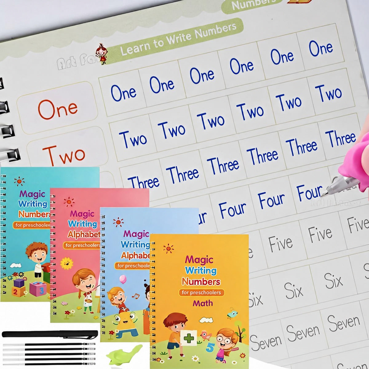 Magic Writing Notebook Set with Reusable Pages for Kids