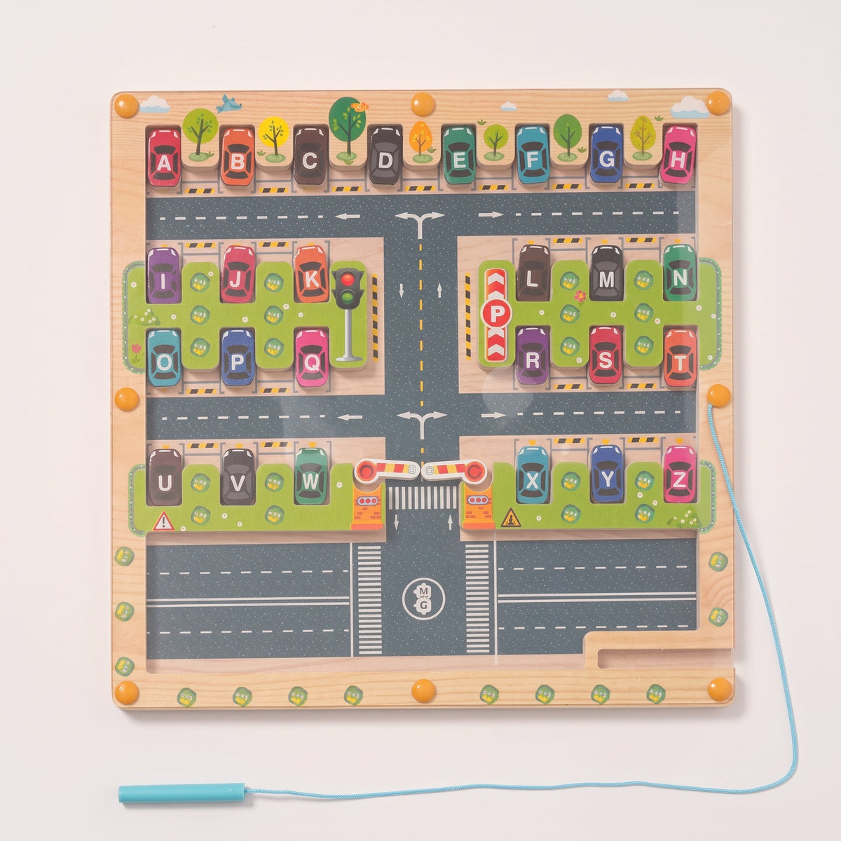 Magnetic Alphabet Maze with Parking Lot Theme