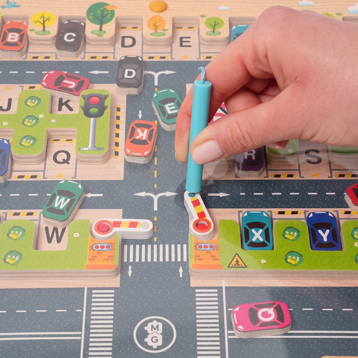 Magnetic Alphabet Maze with Parking Lot Theme