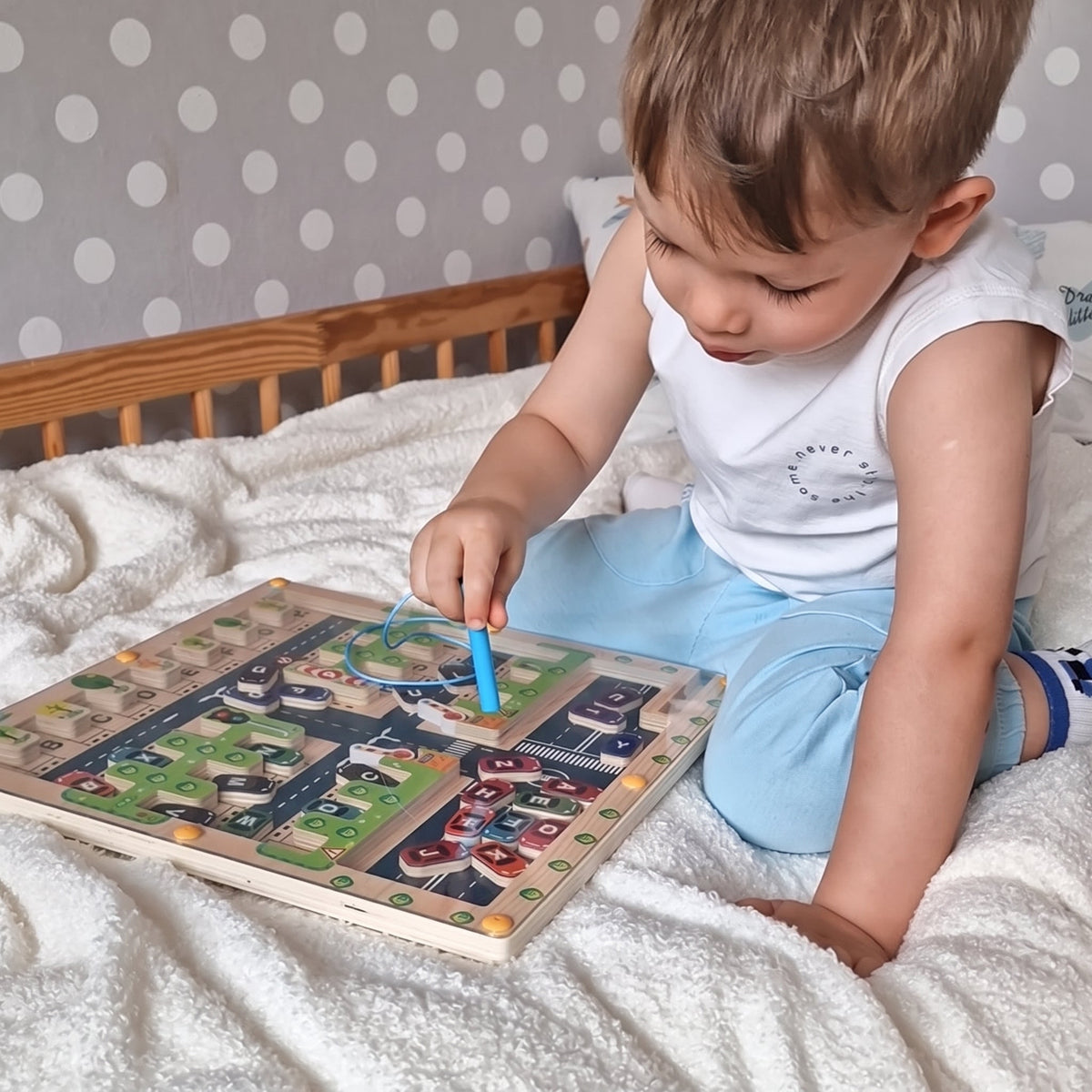 Magnetic Alphabet Maze with Parking Lot Theme