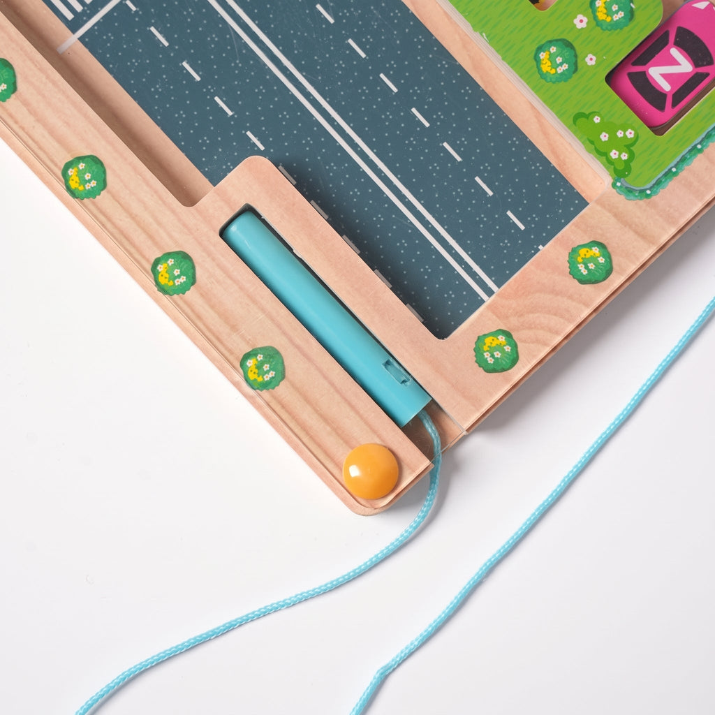 Magnetic Alphabet Maze with Parking Lot Theme