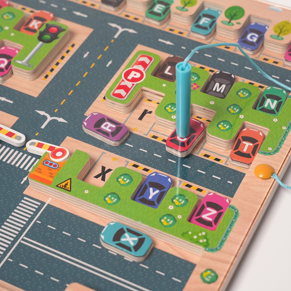 Magnetic Alphabet Maze with Parking Lot Theme