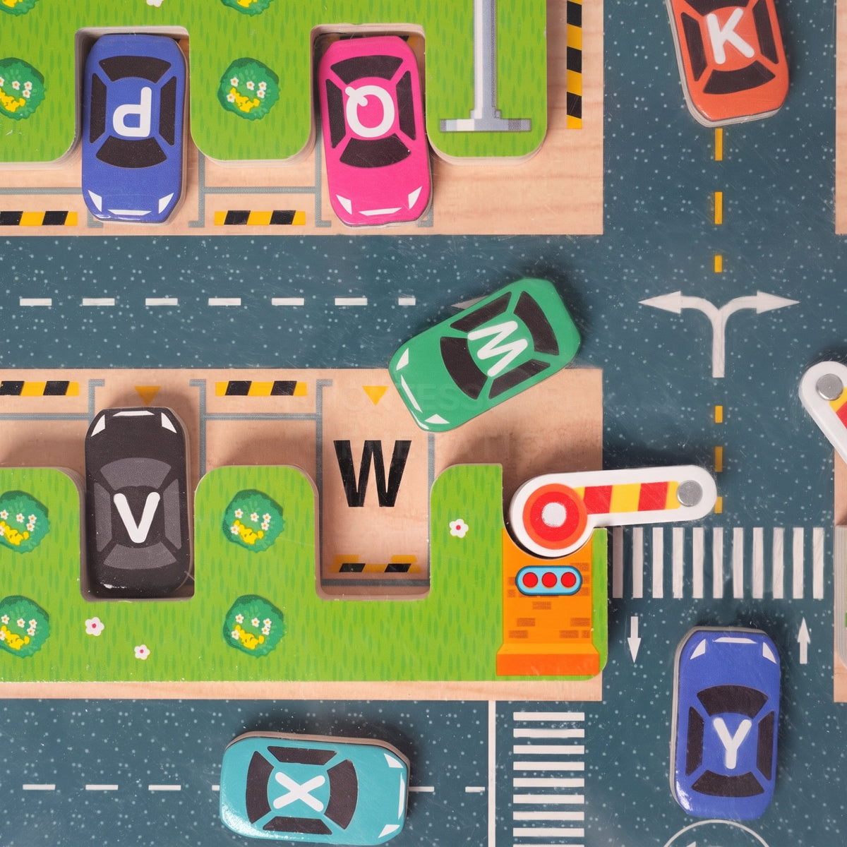 Magnetic Alphabet Maze with Parking Lot Theme