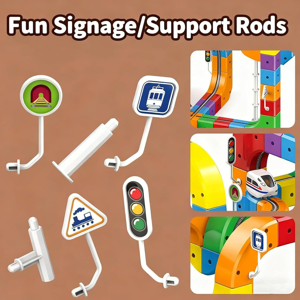 Magnetic Cube Track Train Set, Build-Your-Own Railway for Kids