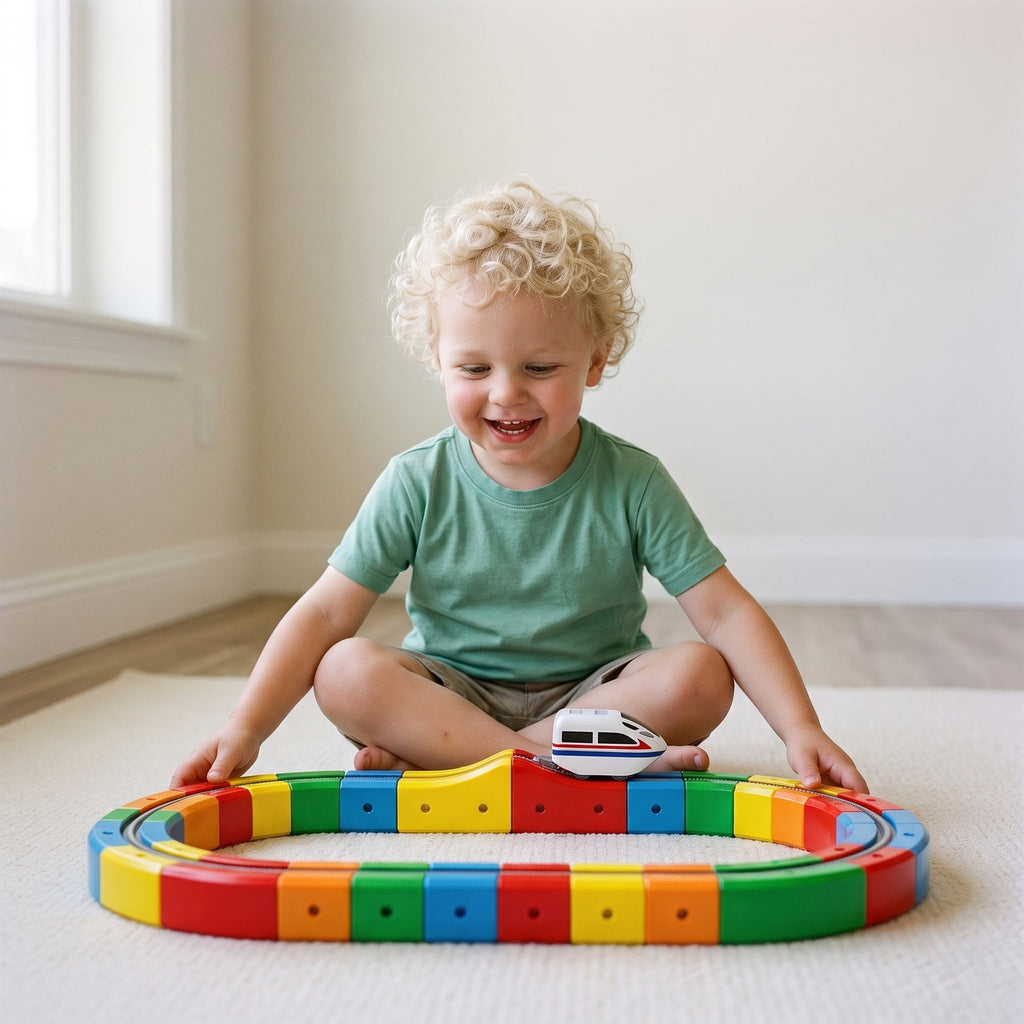 Magnetic Cube Track Train Set, Build-Your-Own Railway for Kids