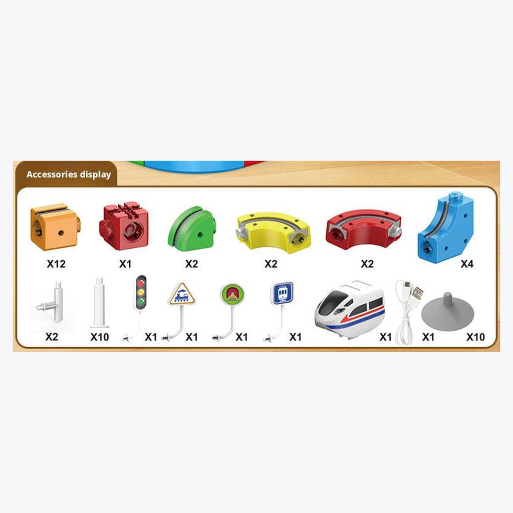 Magnetic Cube Track Train Set, Build-Your-Own Railway for Kids