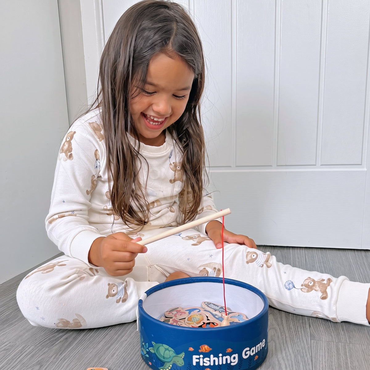Magnetic Fishing Game with 51 Wooden Fish and 3 Rods