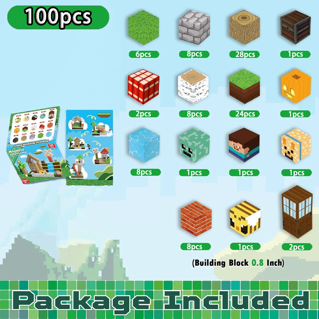Magnetic Pixel Blocks, 100-Piece Set