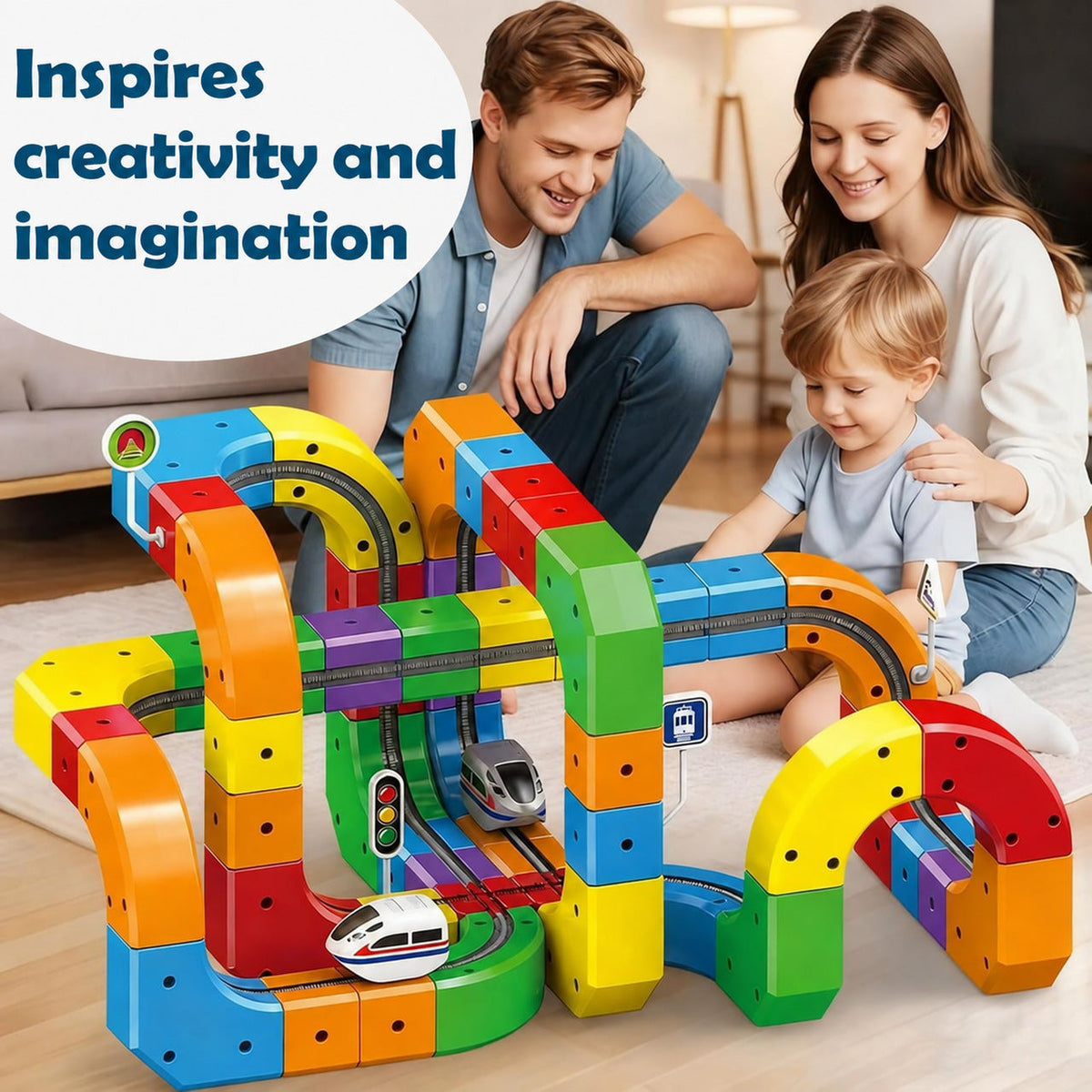 Magnetic Track Toy with Colorful Building Blocks