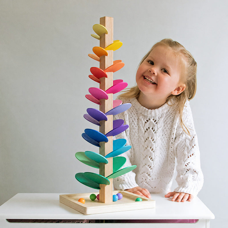 Marble Run Toy, Rainbow Tree with 30 Colorful Leaves