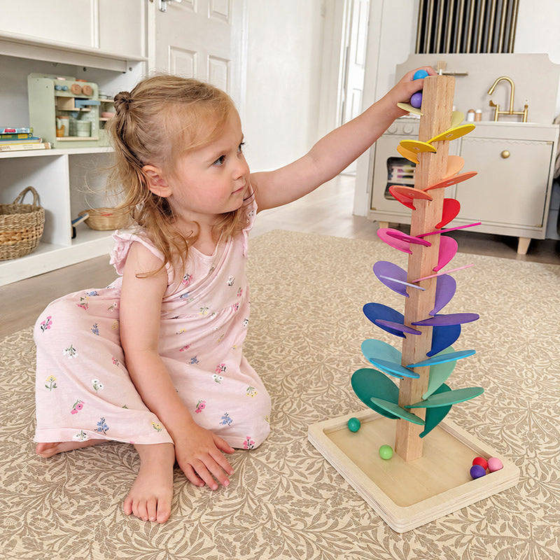 Marble Run Toy, Rainbow Tree with 30 Colorful Leaves