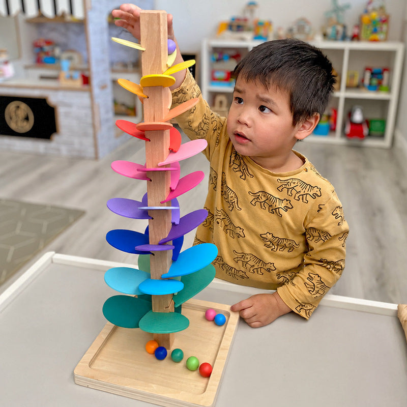 Marble Run Toy, Rainbow Tree with 30 Colorful Leaves