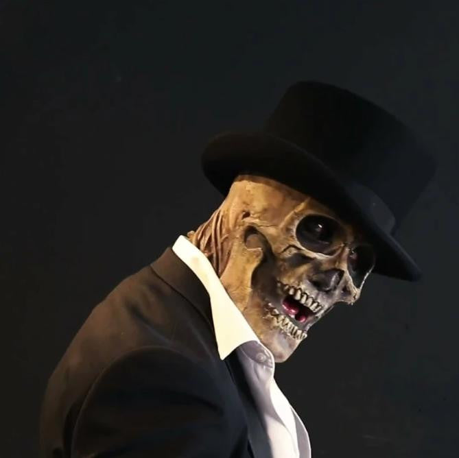 Skeleton Halloween Mask with Exposed Brain and Chest