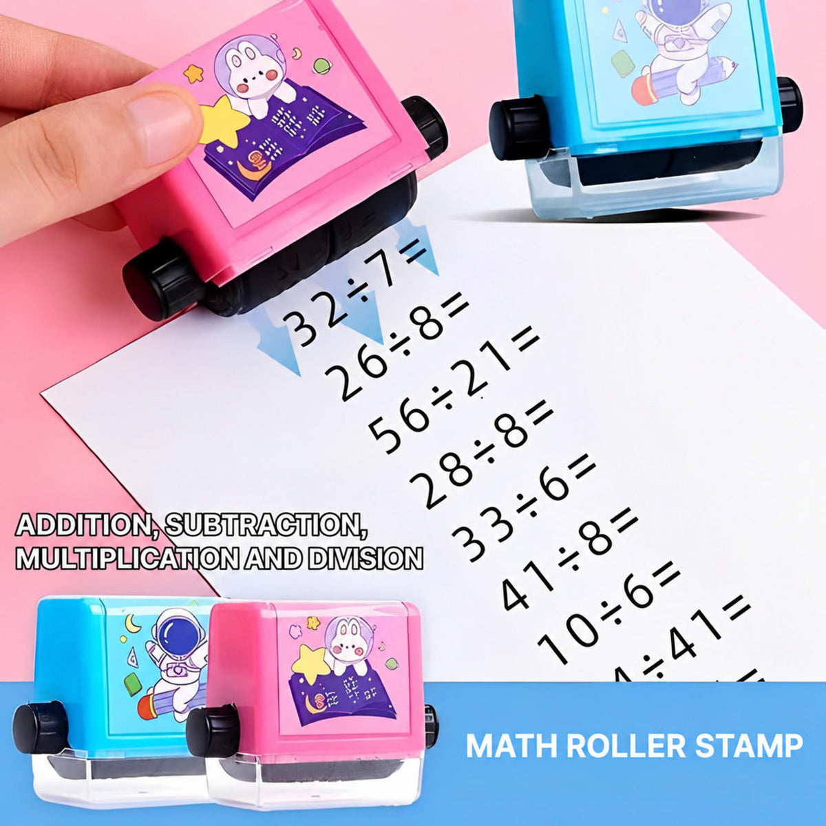 Math Stamp Roller with Rotating Exercises for Kids
