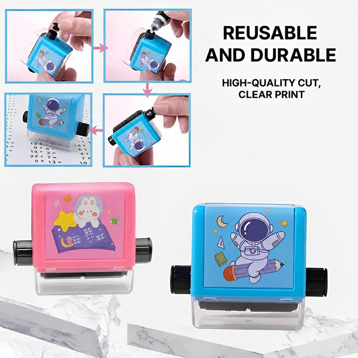 Math Stamp Roller with Rotating Exercises for Kids