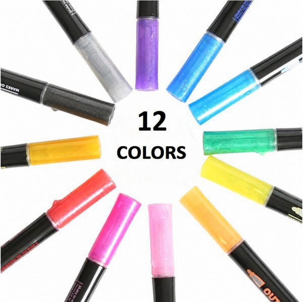 Metallic Outline Markers with Star Caps Set of 8 or 12