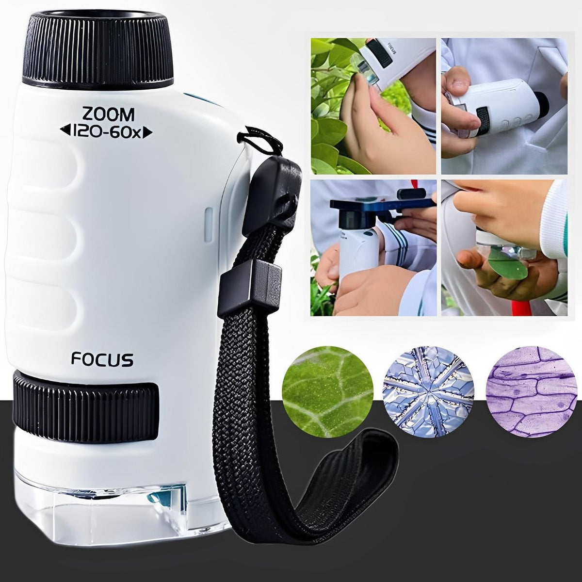Pocket Microscope for Kids with LED and Zoom 120x