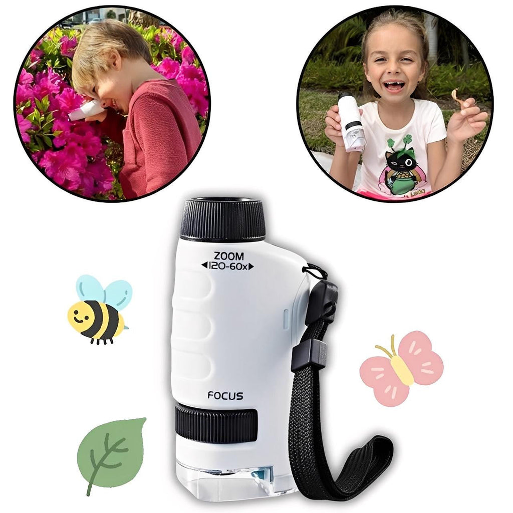 Pocket Microscope for Kids with LED and Zoom 120x