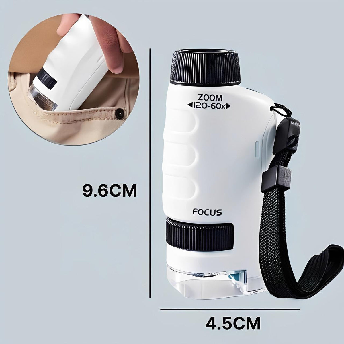 Pocket Microscope for Kids with LED and Zoom 120x