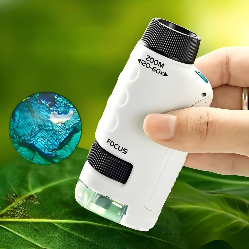 Pocket Microscope for Kids with LED and Zoom 120x