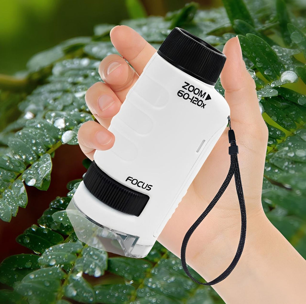 Pocket Microscope for Kids with LED and Zoom 120x