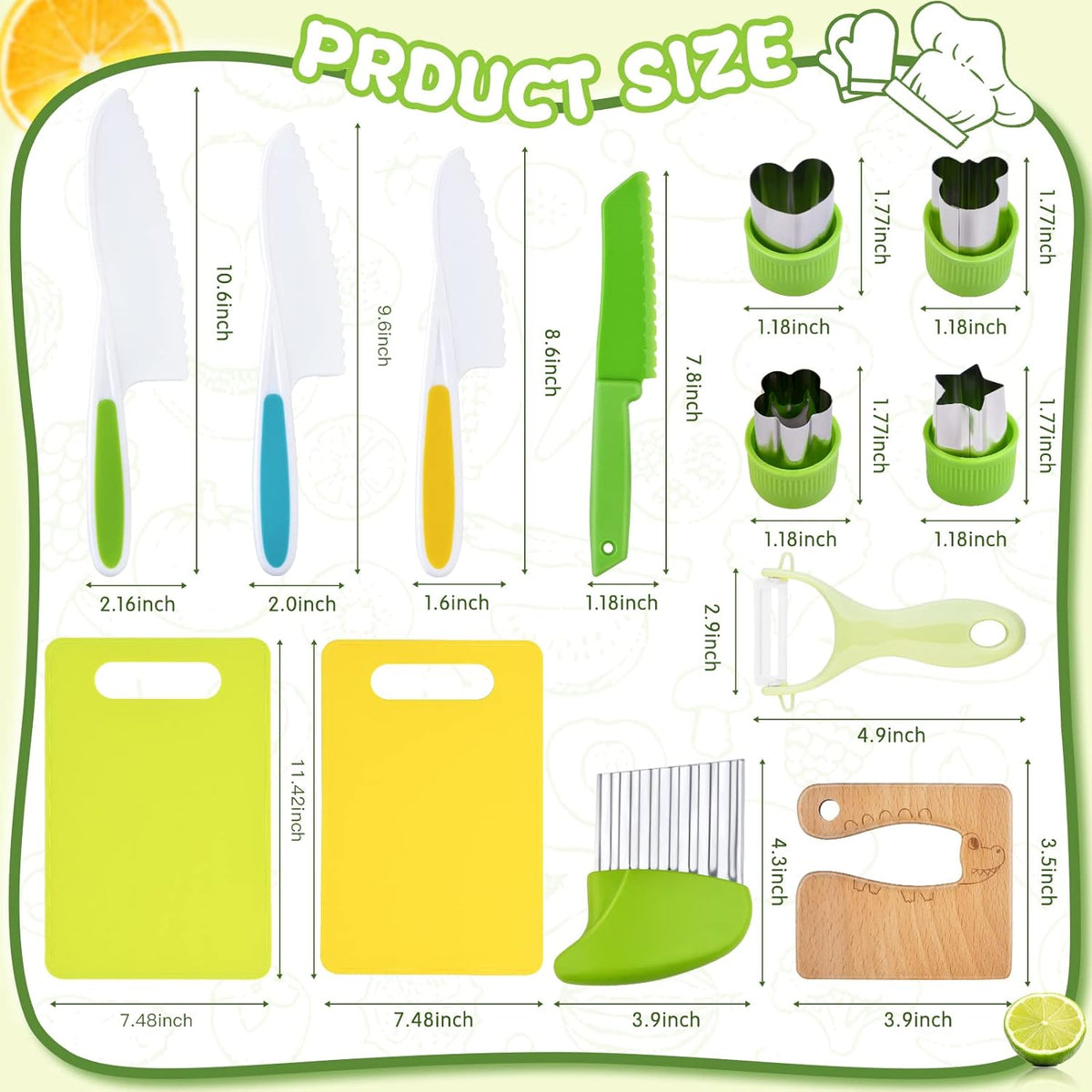 Toddler Kitchen Tools Set with Knives and Cutting Boards