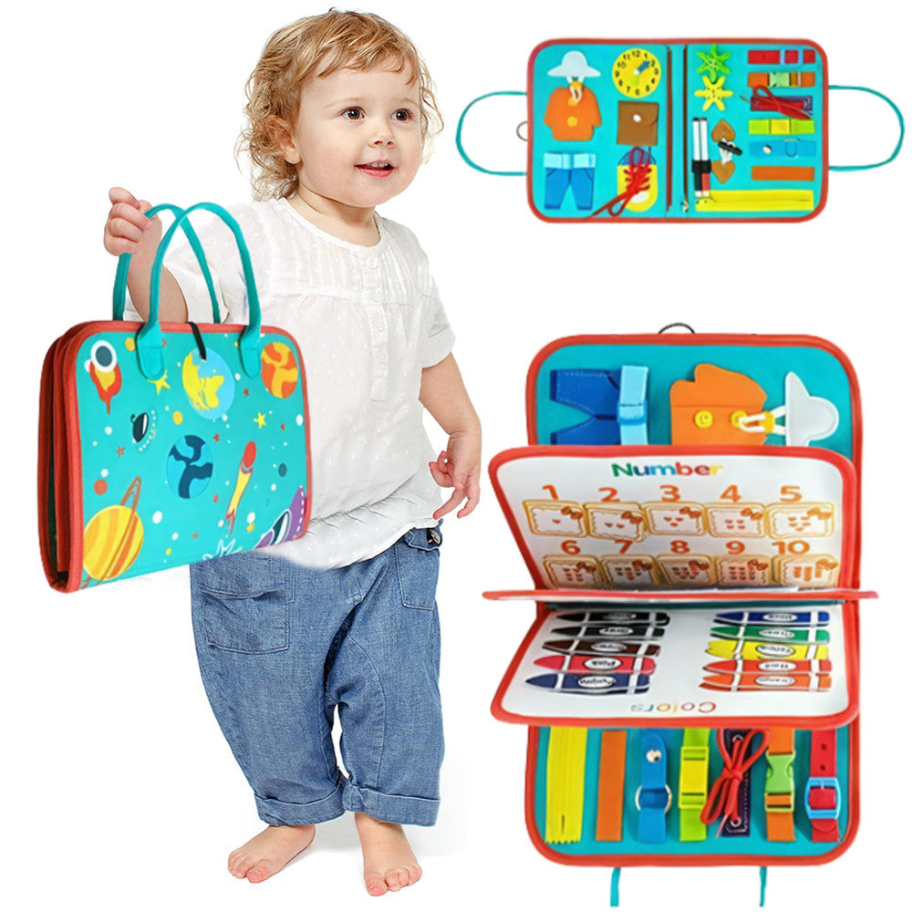 Montessori Busy Board with Multiple Learning Activities