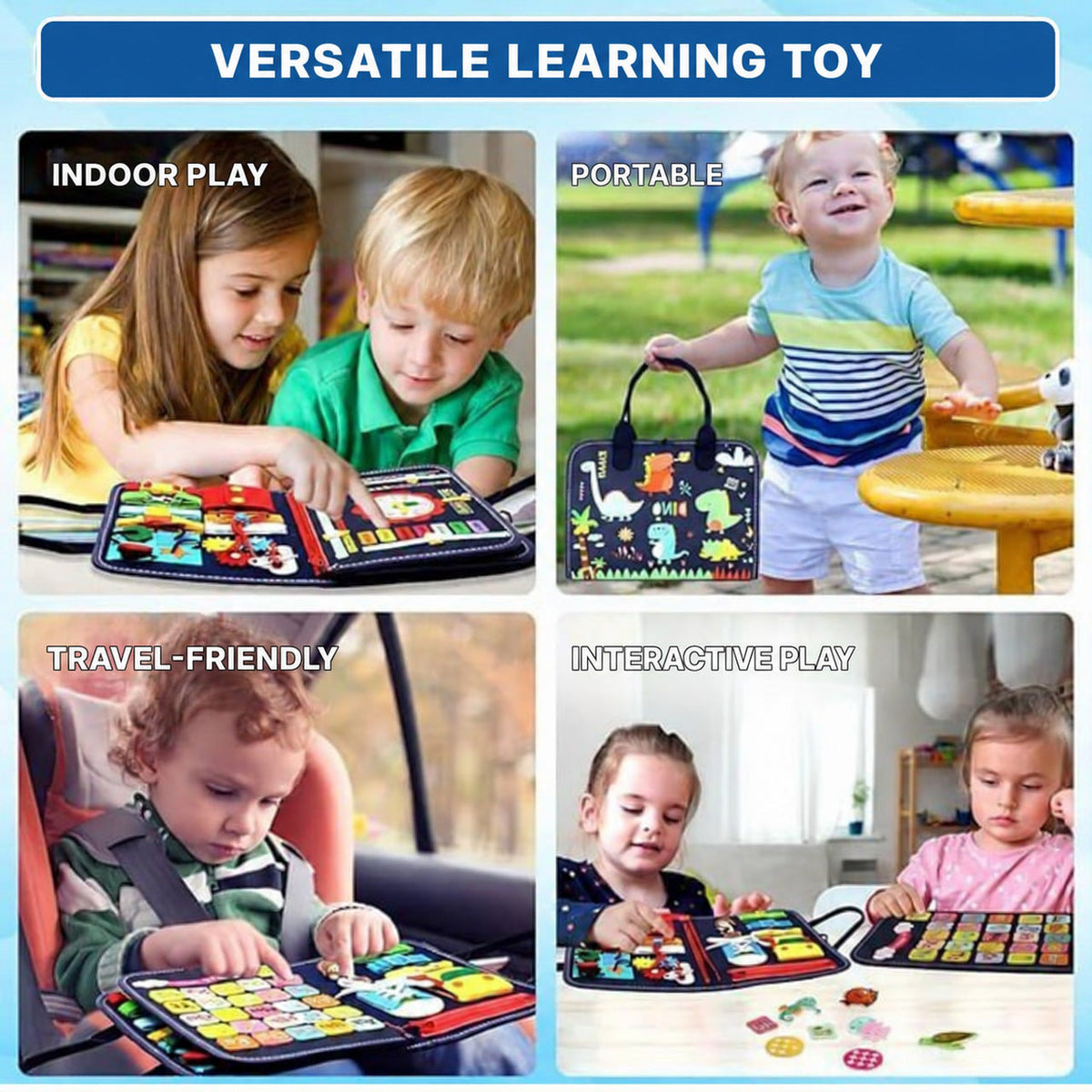 Montessori Busy Board with Multiple Learning Activities