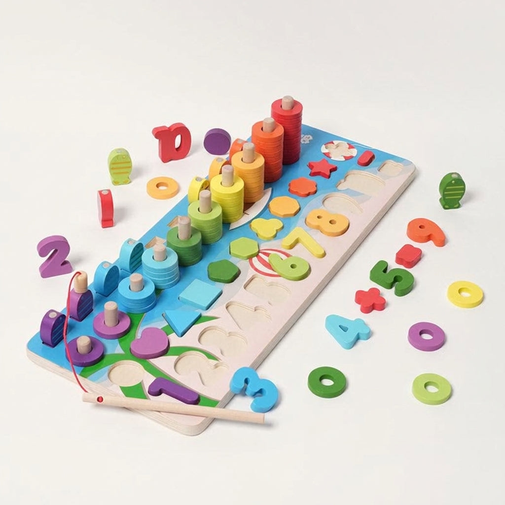 Montessori Counting Board with Numbers and Shapes