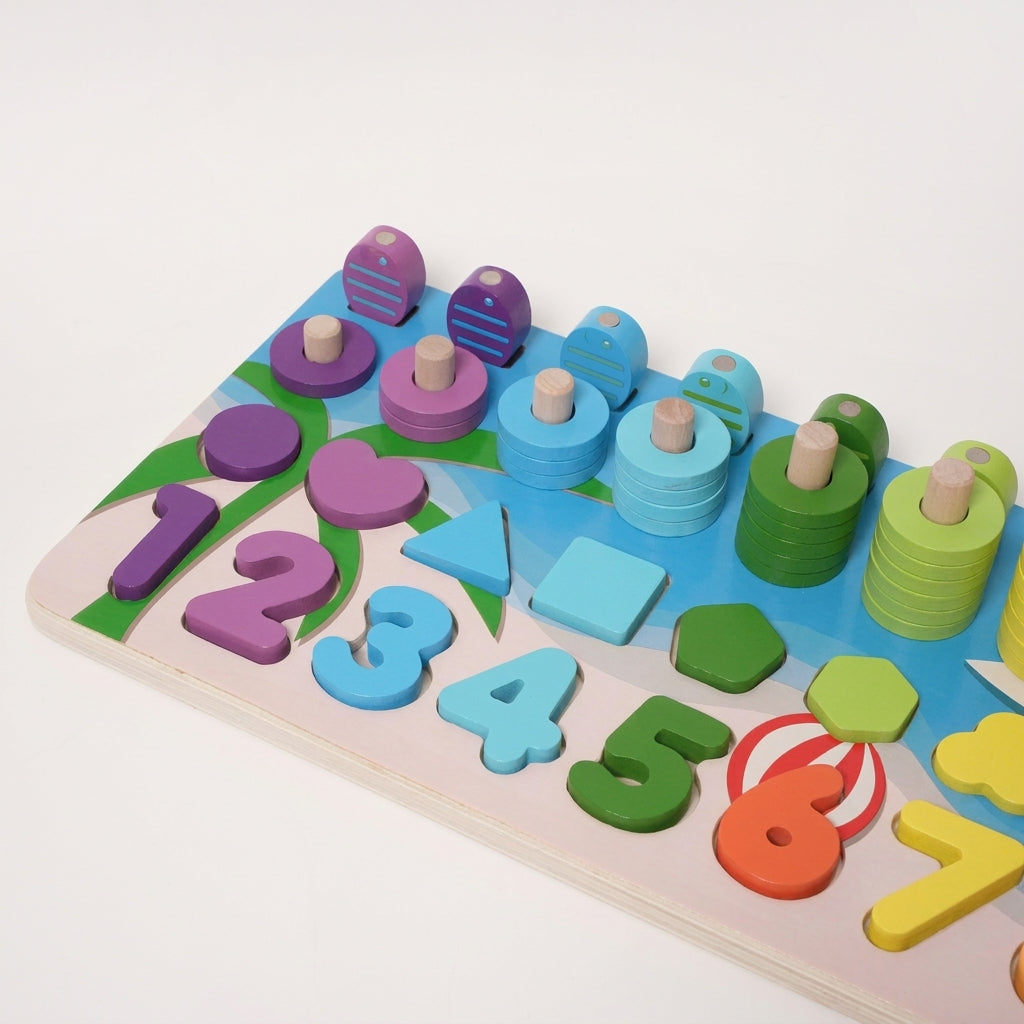 Montessori Counting Board with Numbers and Shapes