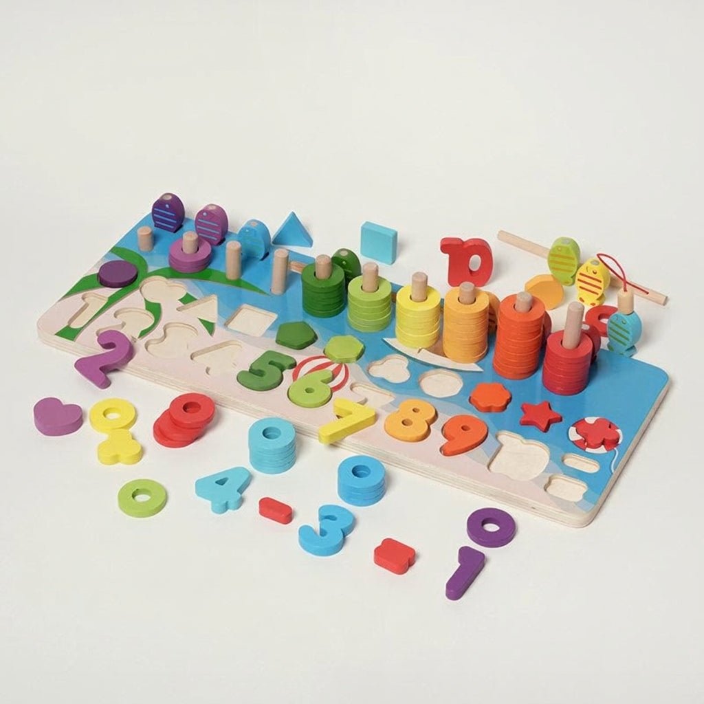 Montessori Counting Board with Numbers and Shapes