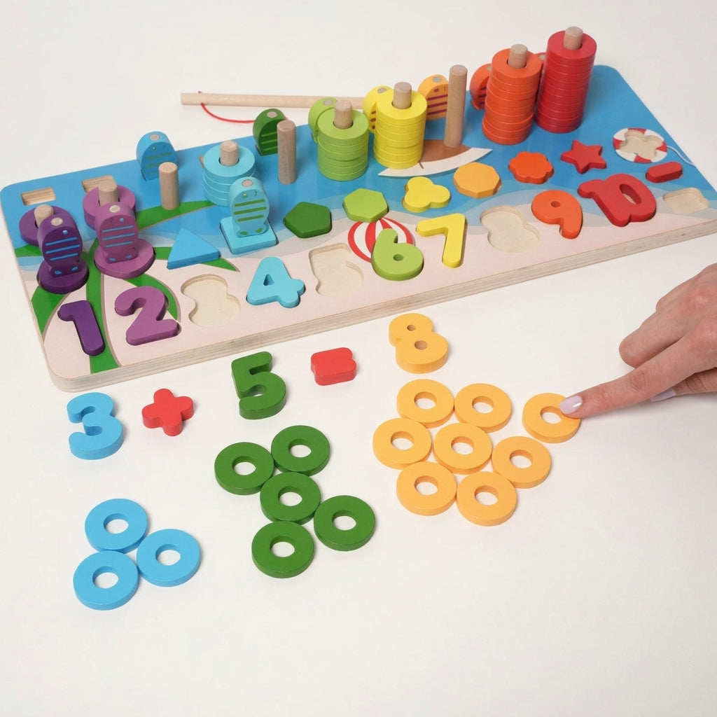 Montessori Counting Board with Numbers and Shapes