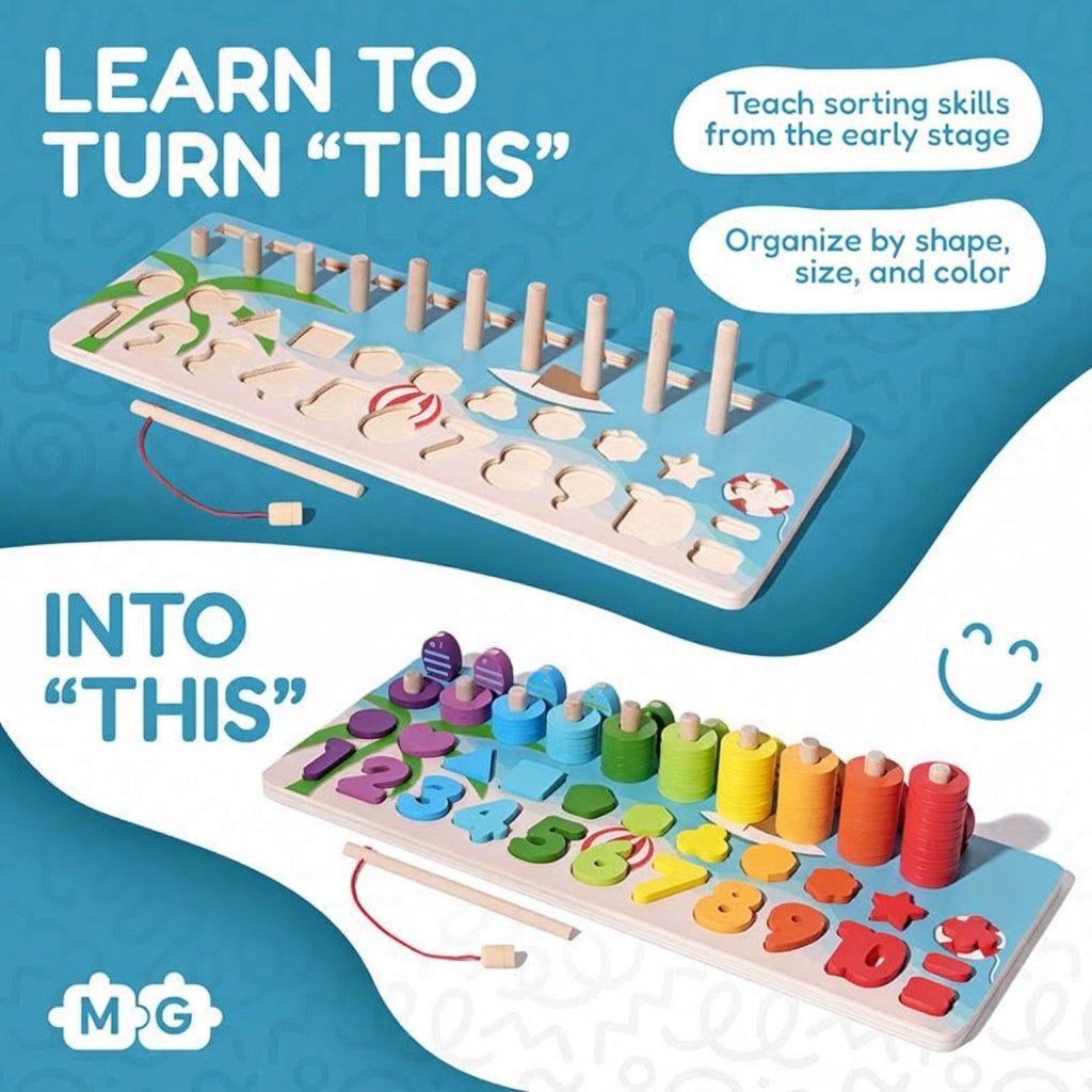 Montessori Counting Board with Numbers and Shapes