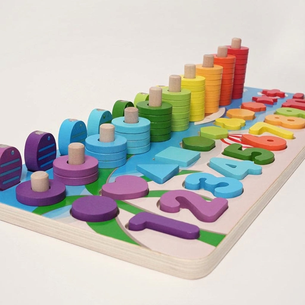 Montessori Counting Board with Numbers and Shapes