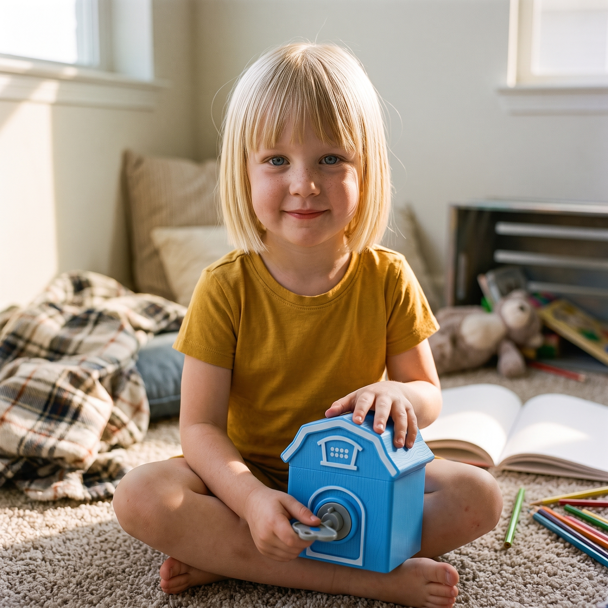 Montessori Farm Train, Lock & Key Toy with 9 Numbered Barns
