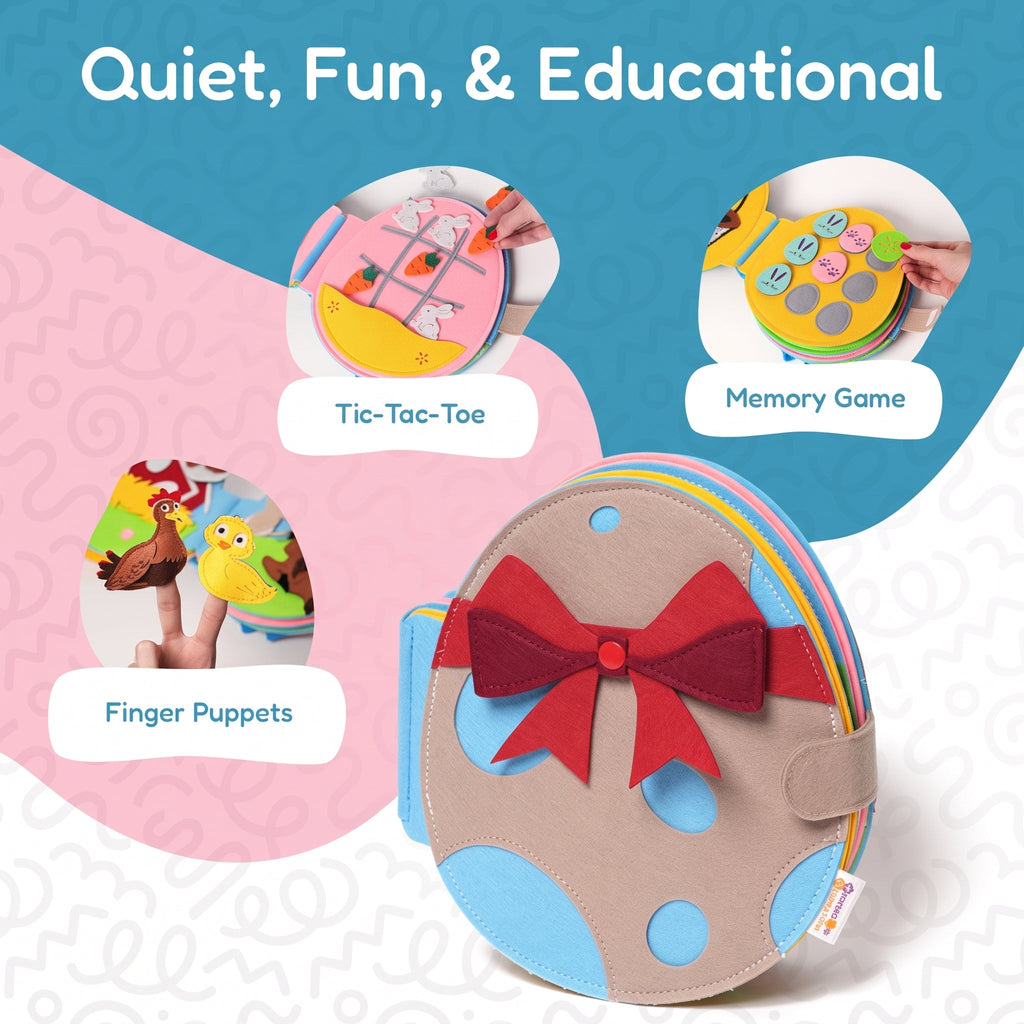 Montessori Quiet Book with 10 Interactive Activity Pages