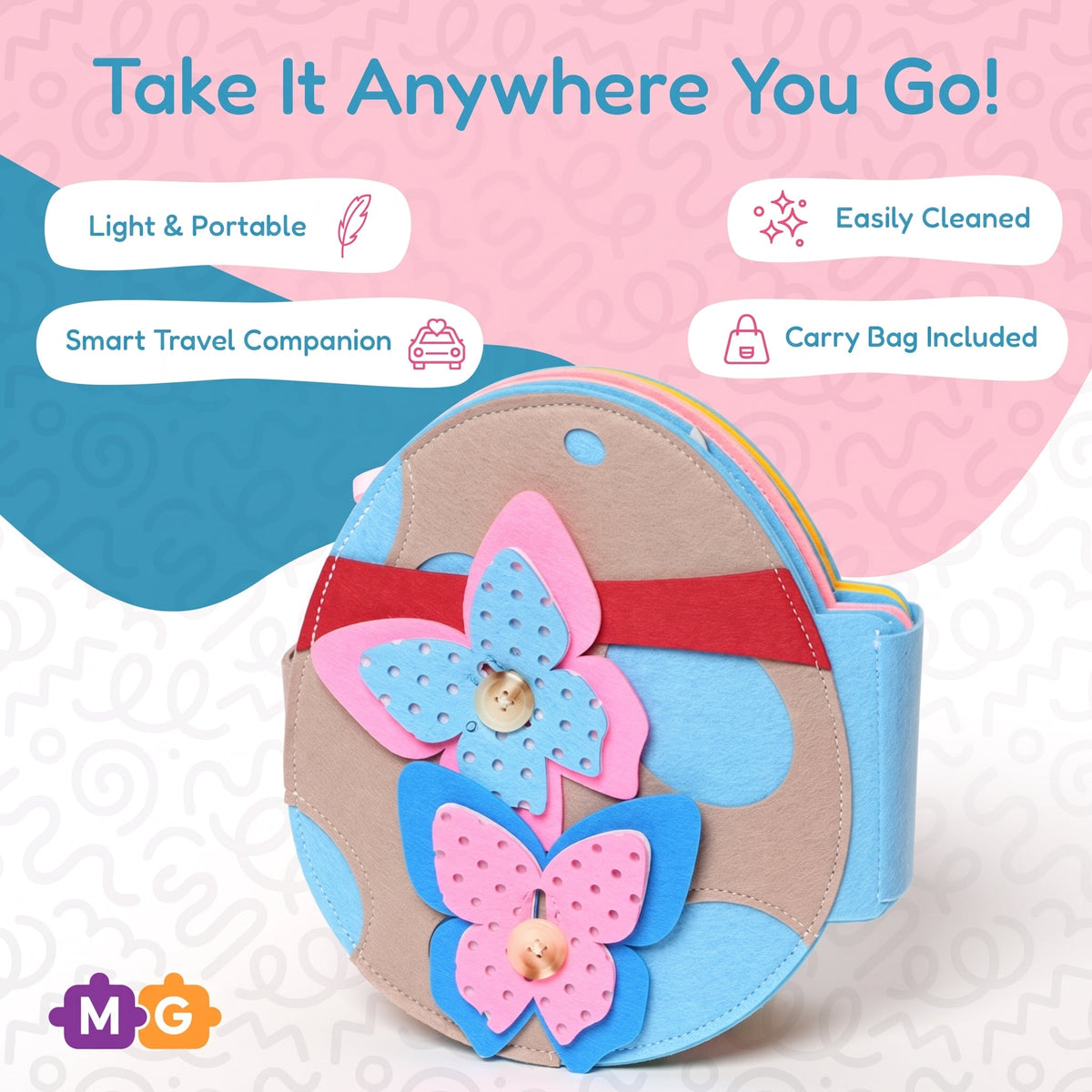Montessori Quiet Book with 10 Interactive Activity Pages