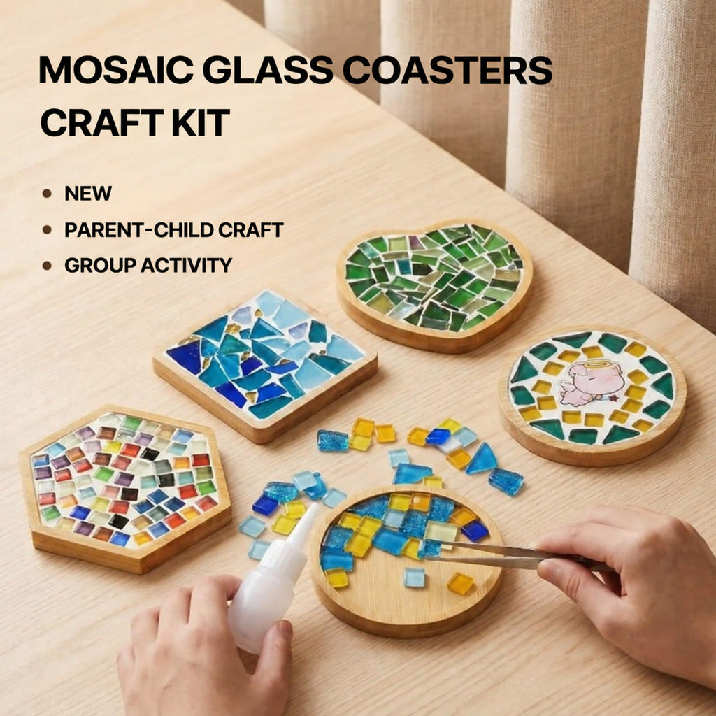 Mosaic Craft Kit for Coasters with Colorful Glass Tiles
