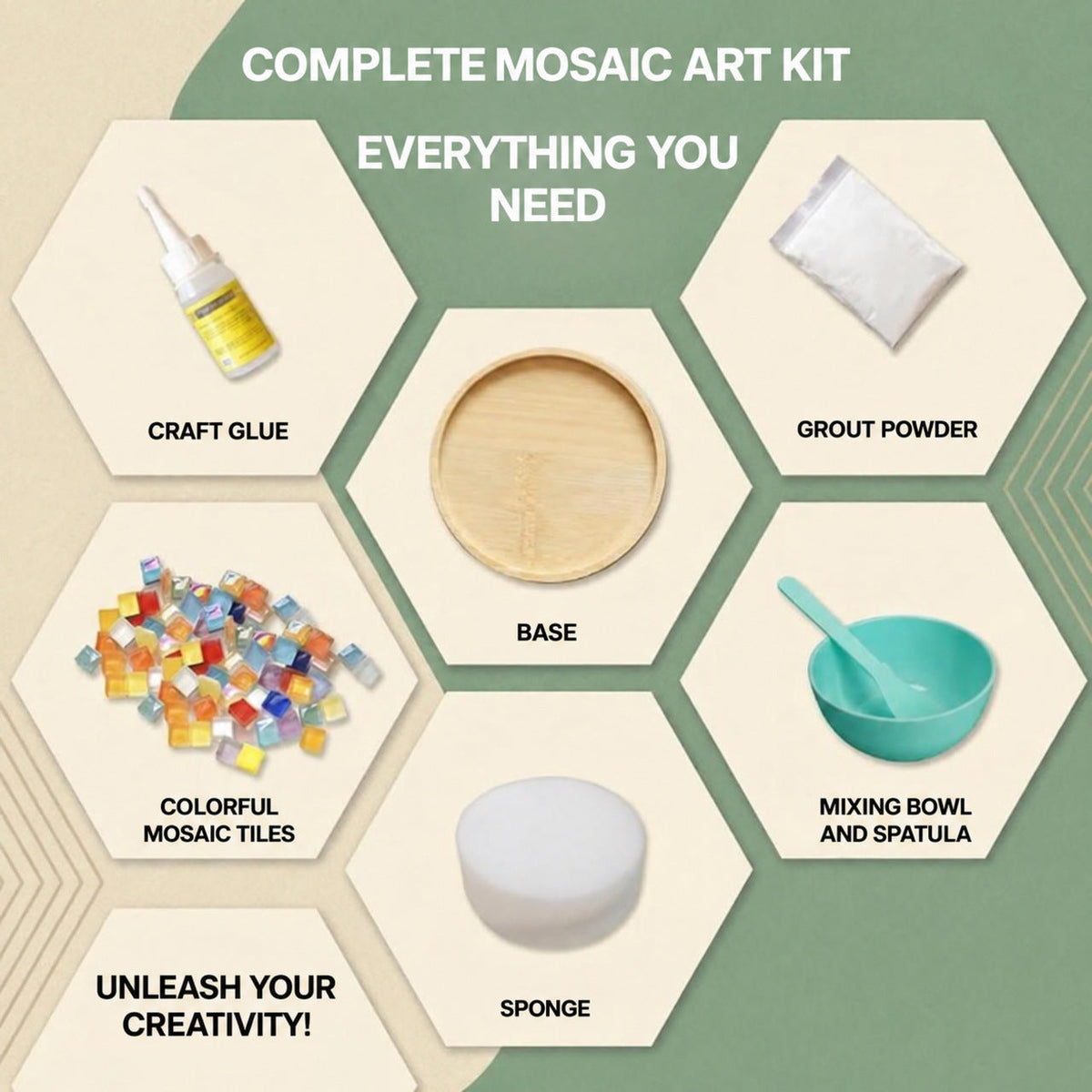 Mosaic Craft Kit for Coasters with Colorful Glass Tiles