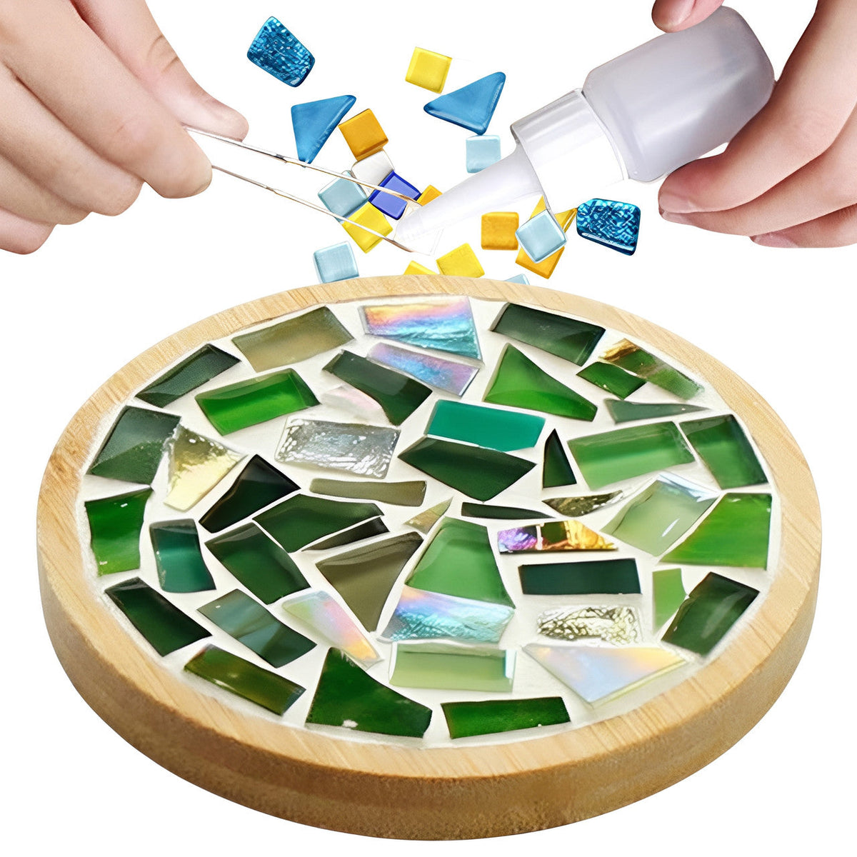 Mosaic Craft Kit for Coasters with Colorful Glass Tiles