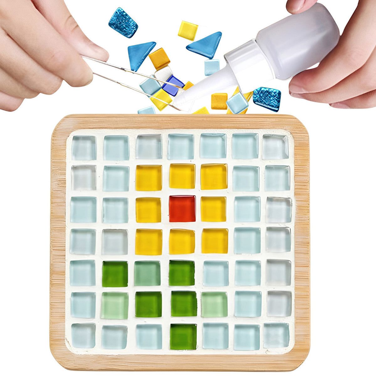 Mosaic Craft Kit for Coasters with Colorful Glass Tiles