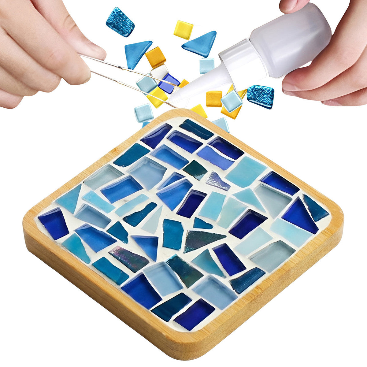 Mosaic Craft Kit for Coasters with Colorful Glass Tiles