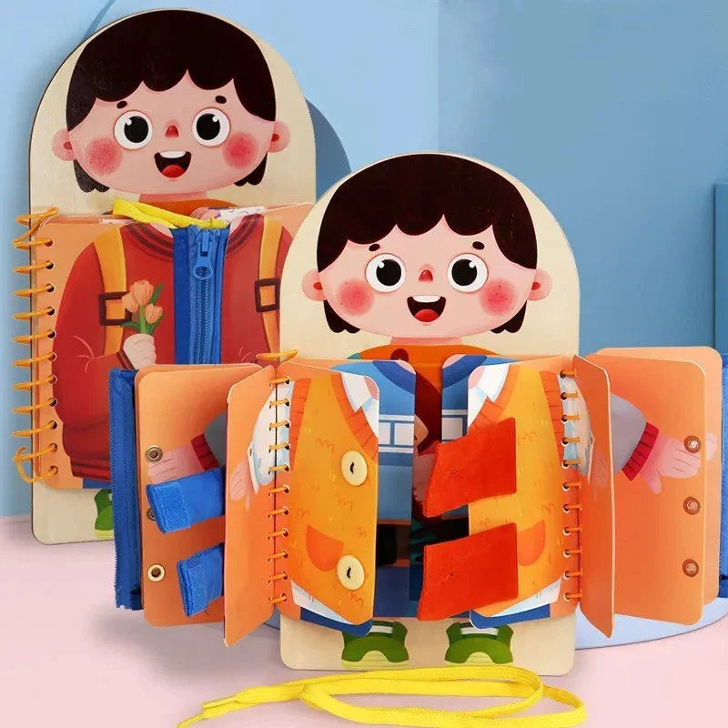 Montessori Busy Board Book, Dress-Up Skills Learning