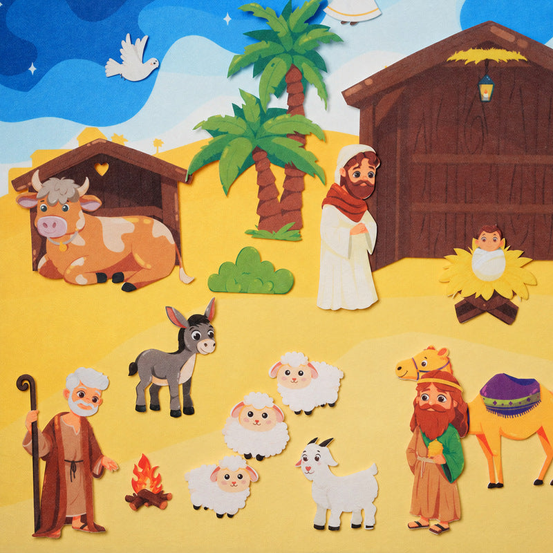 Nativity Scene Set Felt Wall Board with Figures