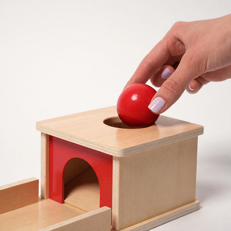 Object Permanence Box with Wooden Ball and Tray